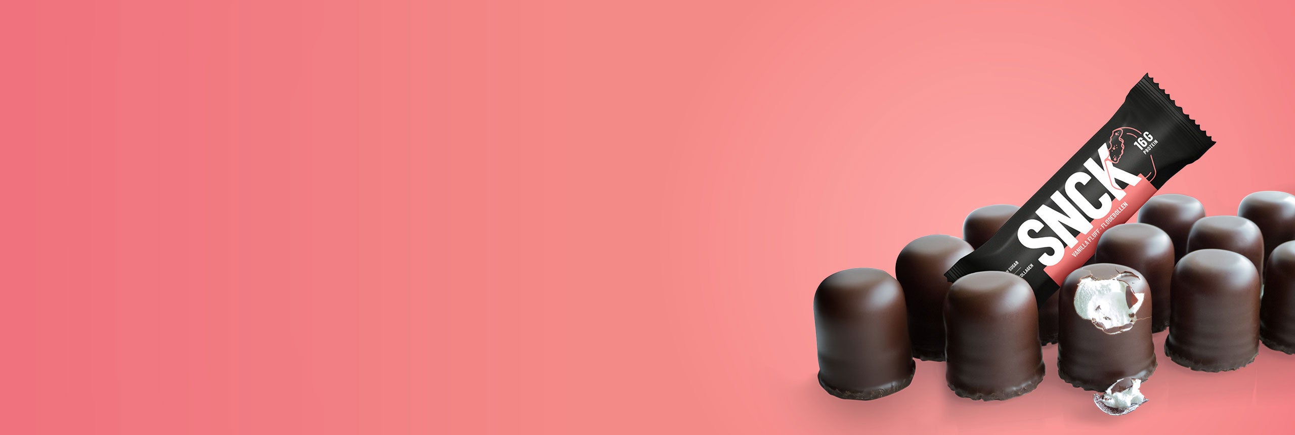 Chocolate candy with a SNCK Bar on a pink background